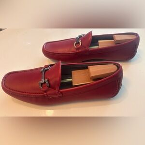 Pre-owned Men’s Salvatore Ferragamo Parigi Driving Loafers - Red